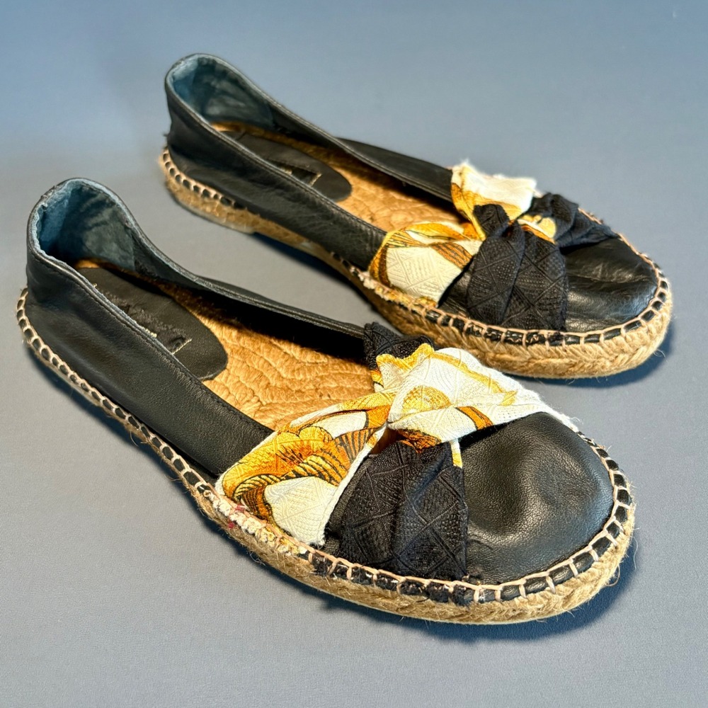 New Collection Privee Espadrille Shoes | Size 38 / 7.5 US | Leather Floral Boho‎